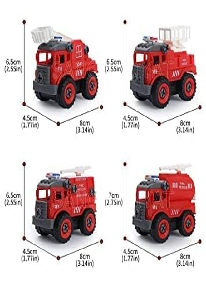 RAHU Fire Rescue Vehicle Set Toy 4 Pack Truck Set with 1 Screwdriver Tools, Truck Set - Image 5
